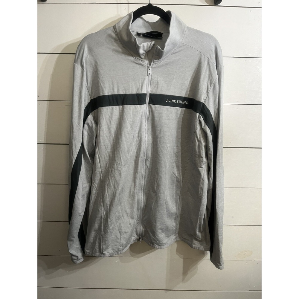 J. Lindeberg Jarvis Mid Layer Performance Full Zip Jacket Grey/Black Size 2XL